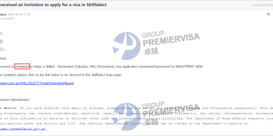 Ms.Zhang Nsw190提名正式获邀，可以递交签证