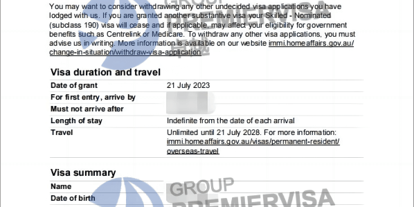 Offshore客户西澳190签证下签（带Offer）