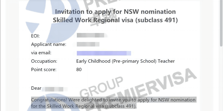 恭喜Mr. Yu Nsw491州担预获邀！